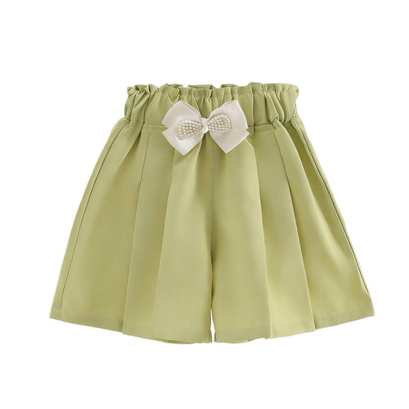 NAISIBABY Kids Girls Shorts, Wide Leg Bow High Rise Casual Cute Summer Fashion Shorts Green Size 12