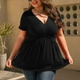 thumbnail image 7 of SOMER Women's Tops Plus Size T Shirt Short Sleeve V Neck Dressy Wrap Flowy 2025 Summer Black, 7 of 7