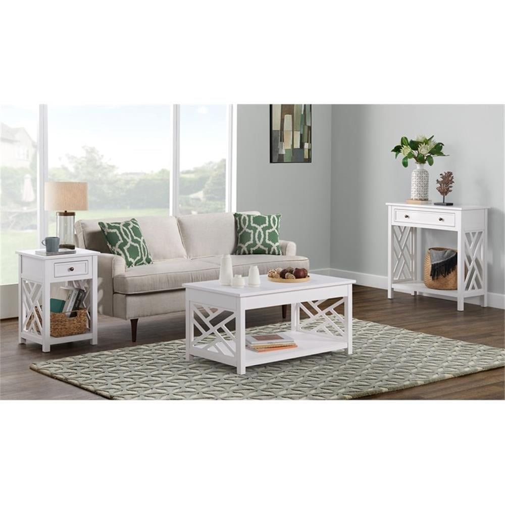 Alaterre Furniture Coventry 36 in. Wood Coffee Table, End Table, Sofa Table Set for Living Rooms, Modern Open Design Accent Furniture, White