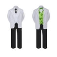 thumbnail image 2 of 5-7pc Formal Black White Suit Set Lime Bow Long Tie Vest Boy Baby Sm-20 Teen, 2 of 3