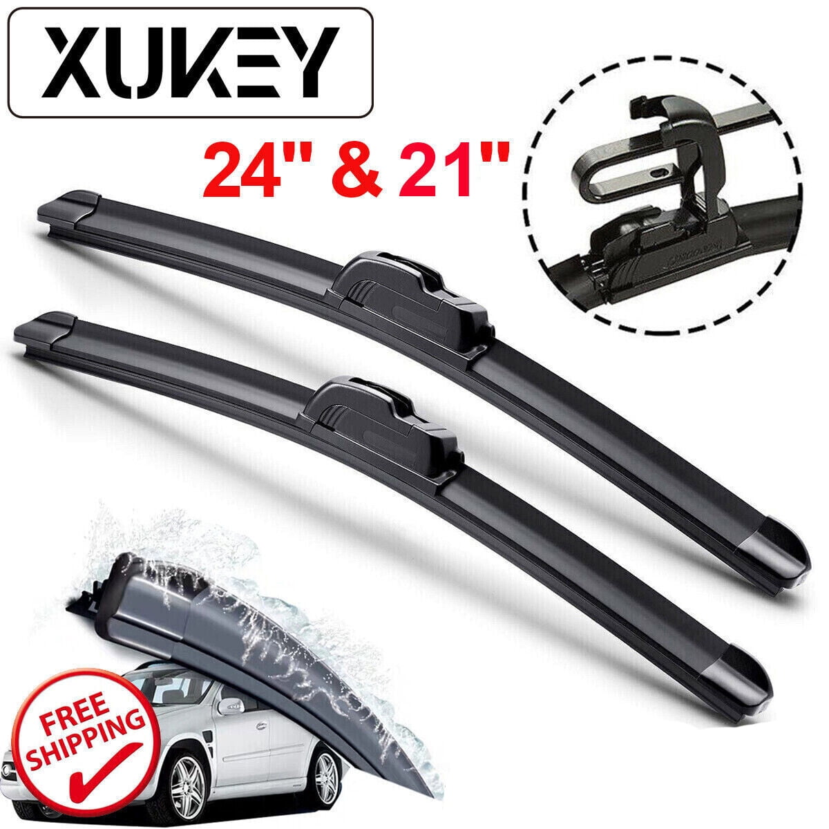 Front Windshield Wiper Blades Frameless Wipers Fits JHOOK U Type Arm