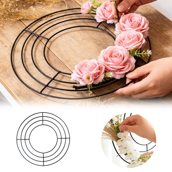 Gytml 8 Inch Wire Wreath Frame, Round Metal Wreath Form For Diy Crafts Floral Projects And Home Decor, Wire Garland Frame For Wedding Valentine'S Day New Year Party Decor Diy Black-20cm