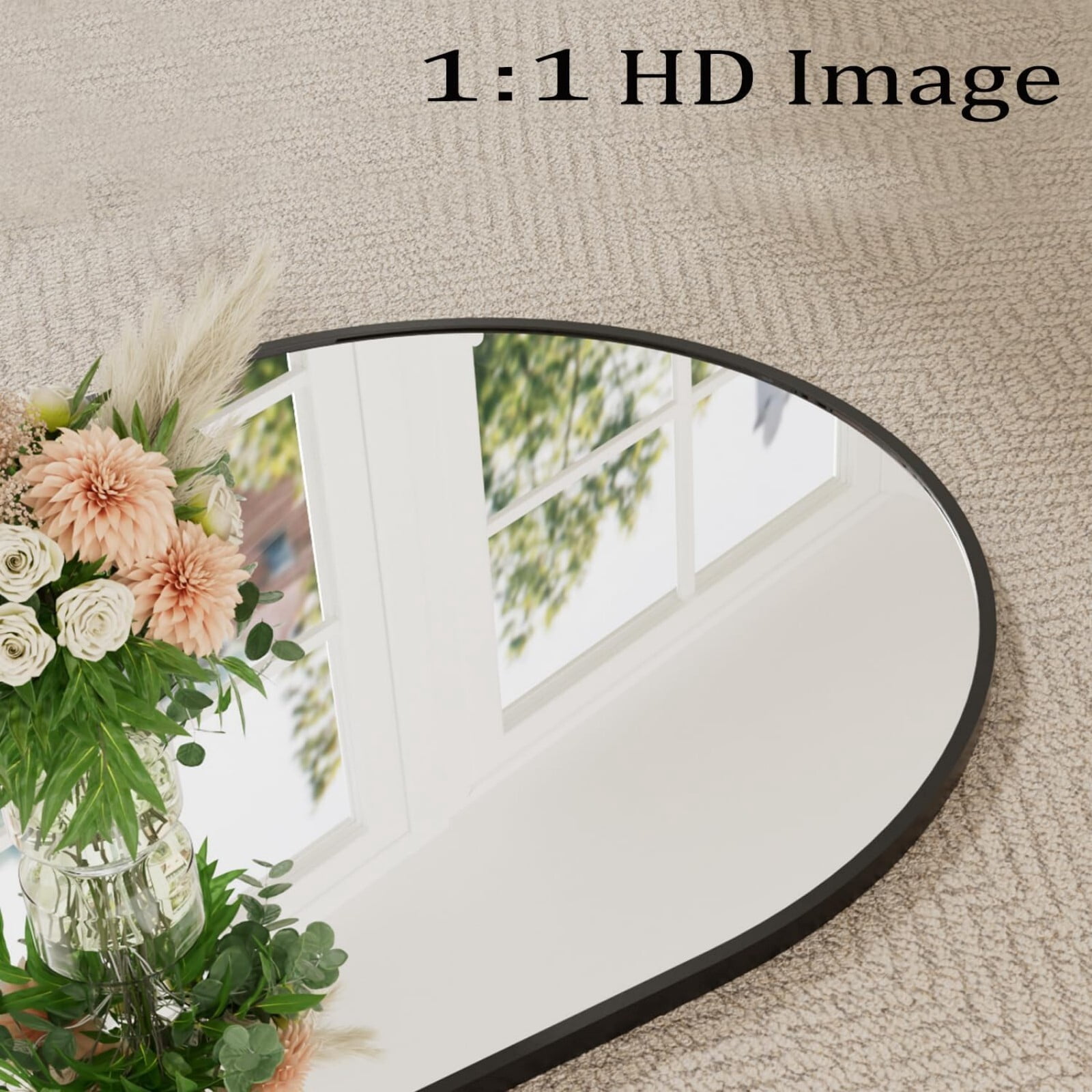 SHATTERVIEW 56"x 21" Arched Full Length Mirror Floor Mirror with stand, Black