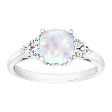 5/8 ct Created Opal & White Topaz Ring in Sterling Silver - Walmart.com