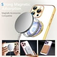 thumbnail image 3 of for iPhone 13 Magnetic Glitter Case Compatible with MagSafe,Full Protection Slim Shockproof Anti-Scratch Case with Camera Lens Protector Logo View Dust-Proof Net for Women Gold, 3 of 13
