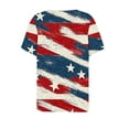 thumbnail image 4 of Red White and Blue T Shirts Red White and Blue T Shirt Women American Flag Womens Shirts Womens Red White and Blue Tops Womens Patriotic Tees Fashion Casual Printed Short Sleeves V-Neck Blouse, 4 of 5