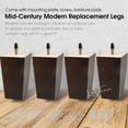 thumbnail image 2 of LAVANE 6 Inch / 15 cm Wooden Furniture Legs Set of 4 Mid-Century Modern Solid Wood Square Pyramid Walnut Replacement Feet with 5/16" Hanger Bolt & Mounting Plate for DIY Cabinet Sofa Couch Ottoman, 2 of 6