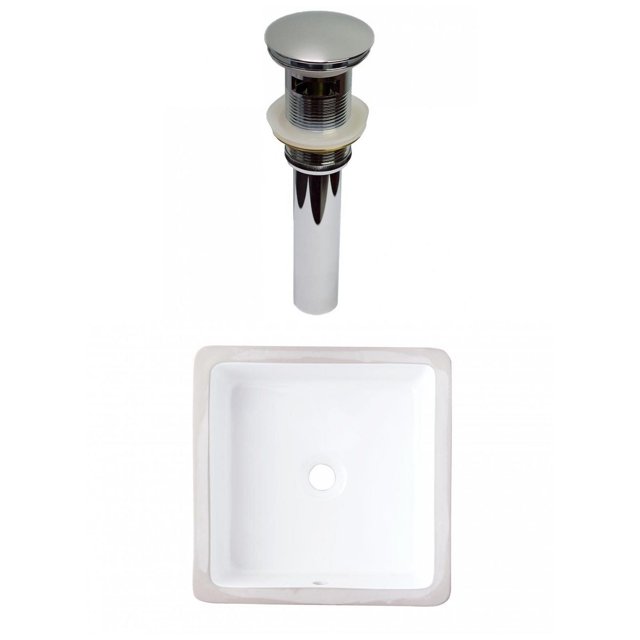 American Imaginations 16-in. W CUPC Square Bathroom Undermount Sink Set In White - Chrome Hardware - Overflow Drain Incl. AI-31806