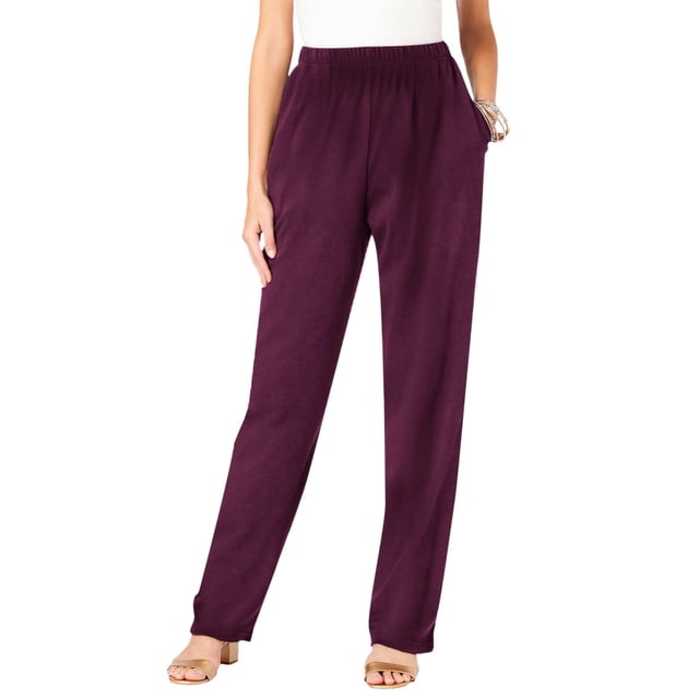 Pantalones de trabajo Umfun para mujer, lisos, informales, holgados, de pierna ancha, de cintura alta, rectos, largos, de trabajo, con bolsillos, talla grande, morados, 4XL