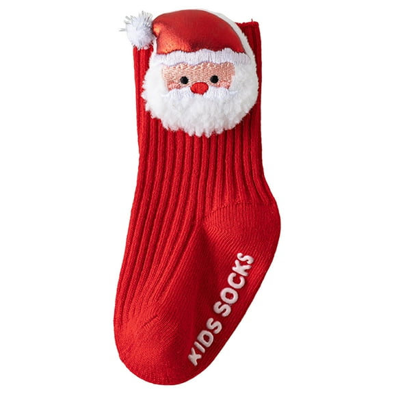 yocbz Baby Girl Christmas Socks Baby Mid Socks Girl Non Slip Floor Toddler Stockings Christmas Long Socks Dress Sock Red,Size for 0-3 Months
