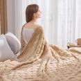 thumbnail image 4 of ROSEKIND Super-soft Aesthetic 3D Embossed Checkerboard Fleece Throw Blanket, Reversible Luxury Textured Fuzzy Plush Throw for Couch Bed Sofa, All-season, Warm Oatmeal, 40"x60", 4 of 11