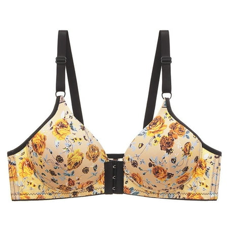 

Push Up Floral Print Bra For Women Bras None Underwire Brassiere Front Closure Breathable Push Up Bralett Low Support Sports Bra