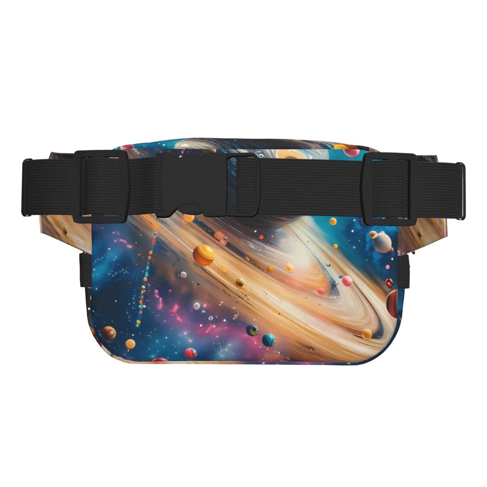 Picia Colorful Planet Universe Print Square Double-Layer Waist Bag Mini Adjustable Waist Belt Bag Exercise Running Travel Hiking