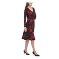 thumbnail image 3 of Tommy Hilfiger Womens V-Neck Midi Fit & Flare Dress Black 10, 3 of 4