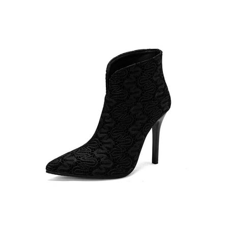 

Fangasis Womens Casual Heeled Booties Slip On Dress Bootie Shoes Formal Comfort Sexy High Heels Black 9