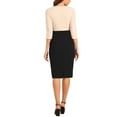 thumbnail image 3 of Vestido ajustado de mujer Inspire Chic, vestido midi de lápiz de color contrastante, ideal para el trabajo, talla S, color albaricoque, 3 of 5