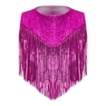 thumbnail image 5 of SiiRoh Girls Shiny Sequins Metallic 70s Disco Hippie Clothes Set Fringed Tank Top Split Flares Pants Latin Dance Outfit Hot Pink 16, 5 of 7