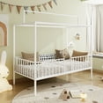 thumbnail image 3 of Euroco 3-in-1 Convertible Montessori Metal Bed, Toddler Bed, Floor Bed, Platform Bed,Modern Minimalist Design Canopy Bed Flame, Easy Assembly, Twin Size, White, 3 of 15