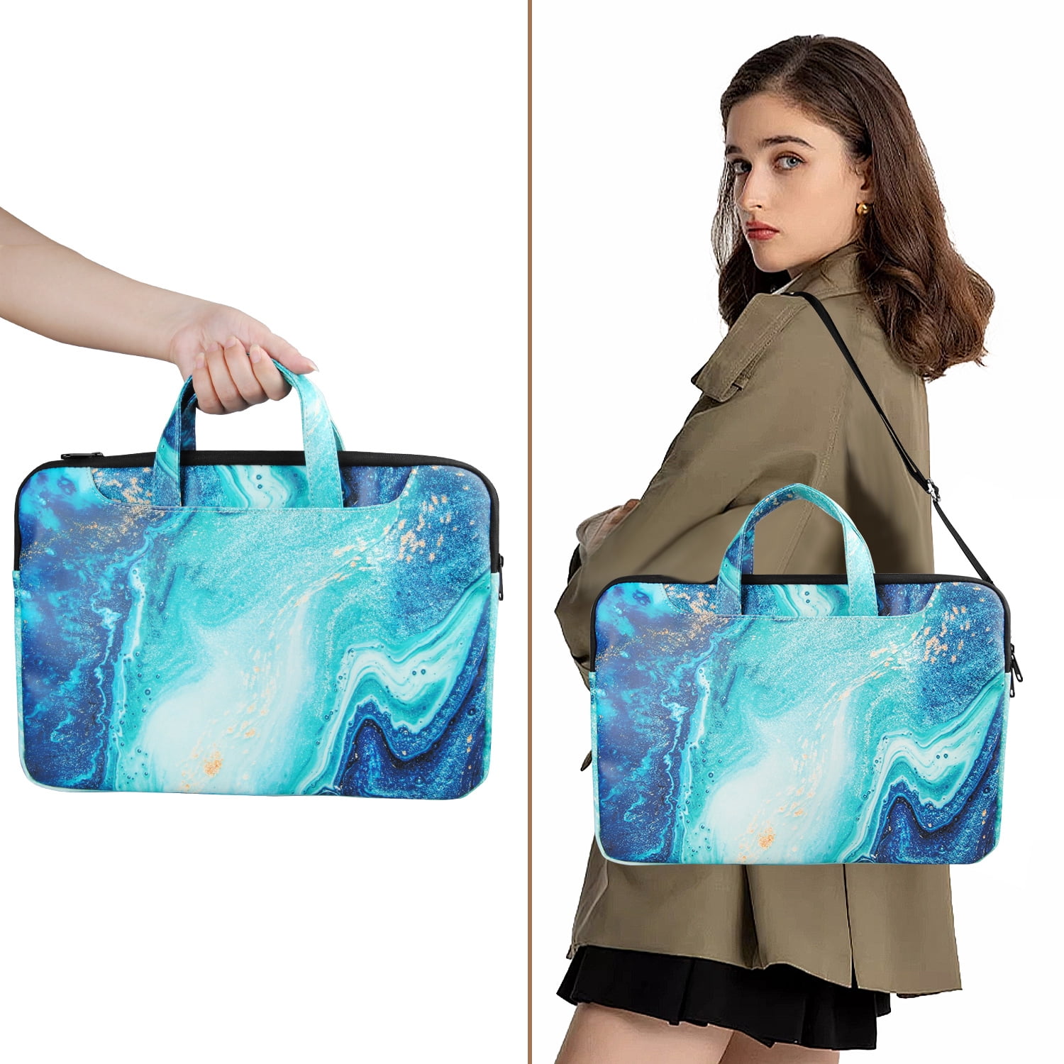 Laptop Bags for Women 15.6 inch Laptop,AILKIN Laptop Sleeve Carrying Case Briefcase Messenger Shoulder Tote Bag Computer Laptop Crossbody Shoulder Laptop Bags for Women,Business,Office,Blue Galaxy