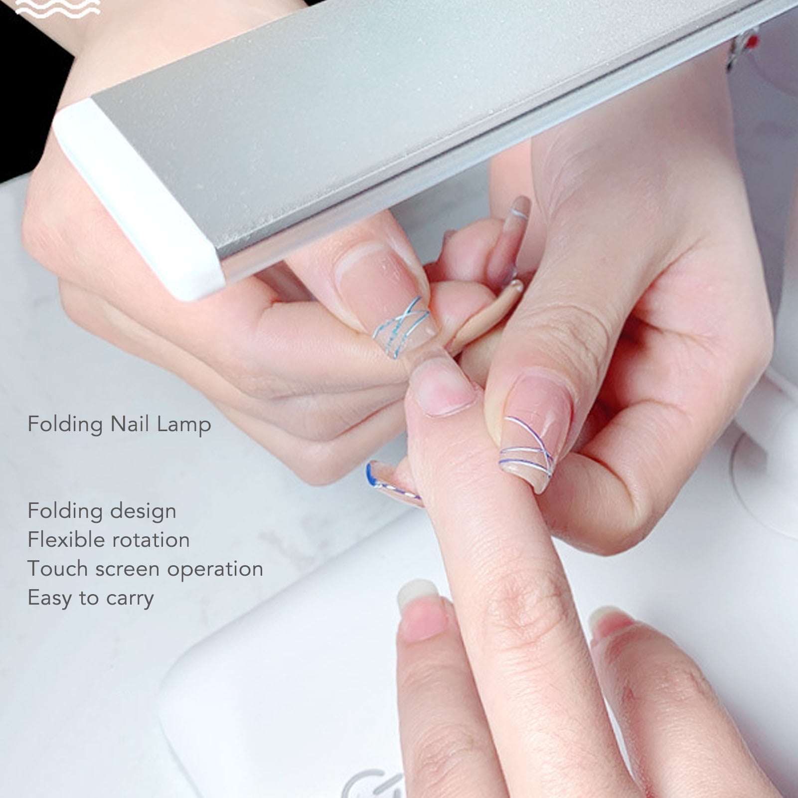 BIMZUC Folding UV LED Nail Lamp, Professional 10W USB Nail Art Light Dryer for Gel Polish, Fast Curing Portable Design, 8.66 inches / 22 cm