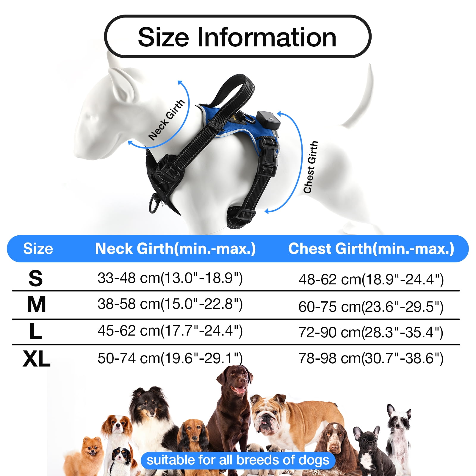 MASBRILL Light Up Dog Harness - No Pull Led Dog Harness Rechargeable Lighted Dog Harness for Night Walking Adjustable Glow Vest for Small Medium Large Dogs