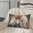 thumbnail image 5 of Gukieu Vintage Floral White Horse Print Plush Pillow Cover, Hidden Zipper Pillow Protector without Pillow Core, Suitable for Bedroom, Office, Car Decoration-20"x30", 5 of 6