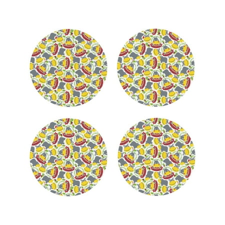

Junzan Hippopotamus Print Coasters for Drinks - Leather Coasters Set of 4 for Coffee Table for Housewarming/Kitchen/Bar/Decor-Round Shape