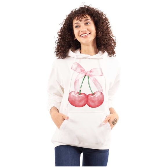 Vintage Coquette Cherries with Bow Hoodie Sweatshirt Women Brisco Brands S