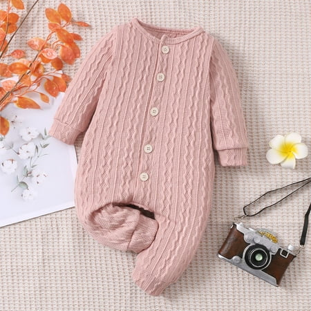 

Gubotare Baby Rompers Girl Fall Baby Bodysuit Costume Baby Fall Outfits Girl Boy Crewneck Sweatshirt Bubble Romper Oversized Sweater Onesie Warm Winter Clothes Pink 6-9 Months