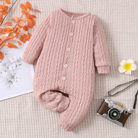 

Boys Sleeve Baby Clothes Jumpsuit Solid Girls Romper Long Girls Romper&Jumpsuit Pink 90