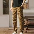 thumbnail image 2 of bbymog Men's Sweatpants Elastic Waist Cotton Casual Pants with Pockets Solid Color Athletic Pant for Workout Jogging Sports Beige L, 2 of 4