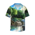 thumbnail image 2 of Lsque Bluey print Men's Cuban Collar Short Sleeve Shirt Summer Beachwear Casual Button Down Fashionable Vacation Leisure Shirt-Large, 2 of 7