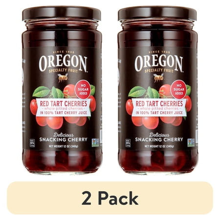 (2 pack) Oregon Fruit Co. Red Tart Cherries in 100% Tart Cherry Juice, 12 oz Jar