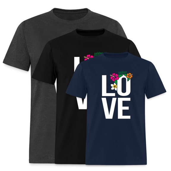 EcoLoom Aloha Hawaiian Love Hawaiian Lei Flower Short Sleeve Unisex T Shirt Teal Blue-S