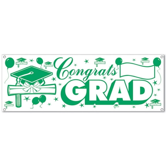 Beistle Congrats Grad Green and White Signs and Banners (Case of 12)