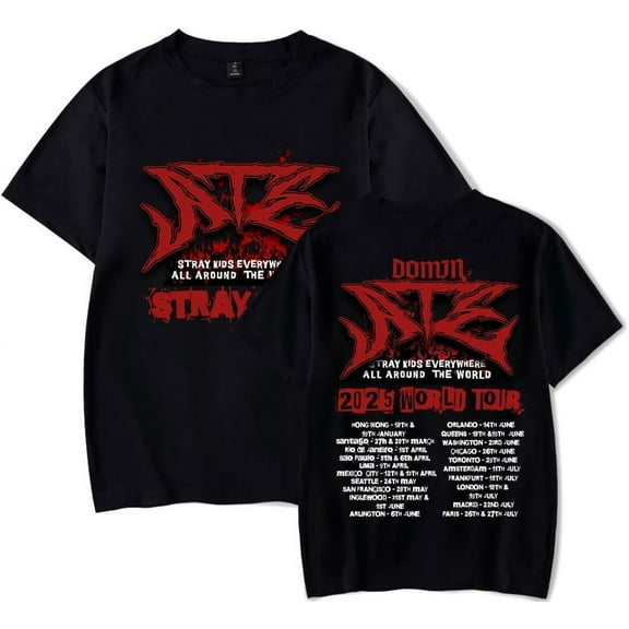 gulongbao Stray Kids 2025 Dominate World Tour Unisex Cotton T-Shirt - Streetwear Style Concert Merch