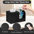 thumbnail image 5 of FUYGRCJ Square Tissue Box Cover Holder with 2 Compartments Storage Organizer, PU Leather Tissue Box Holder with Remote Control Holder for Livingroom Nightstand, Multifunctional Cube Tissue Holder, 5 of 11