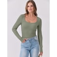 thumbnail image 5 of ANRABESS Long Sleeve Shirts for Women Ribbed Knit Slim Fitted Casual Tops Scoop Neck Basic Tee Spring Fall Fashion Clothes Olive Medium, 5 of 9