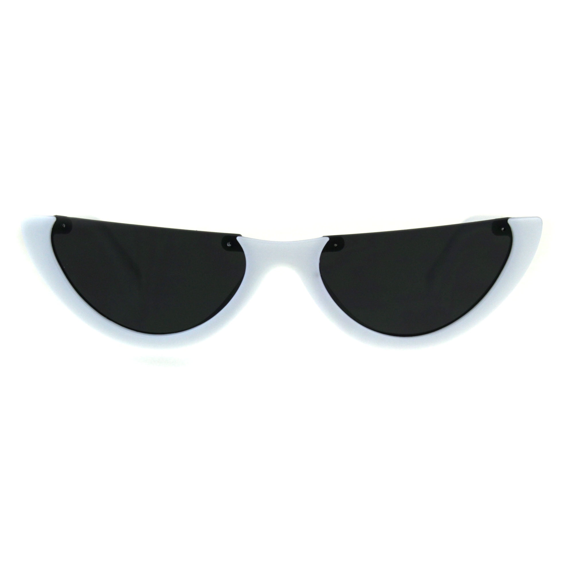 Womens Gothic Crop Top Plastic Cat Eye Plastic Sunglasses White Black