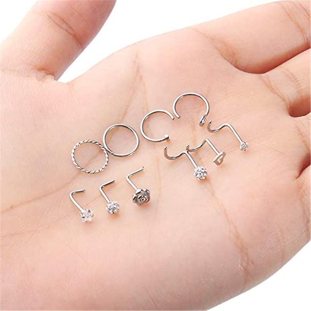 Conjunto de 40 piezas Tal Piercing Anillo de nariz en forma de C Hombres y mujeres en forma de U Combinación exclusiva de Amazon de joyería de acero de titanio