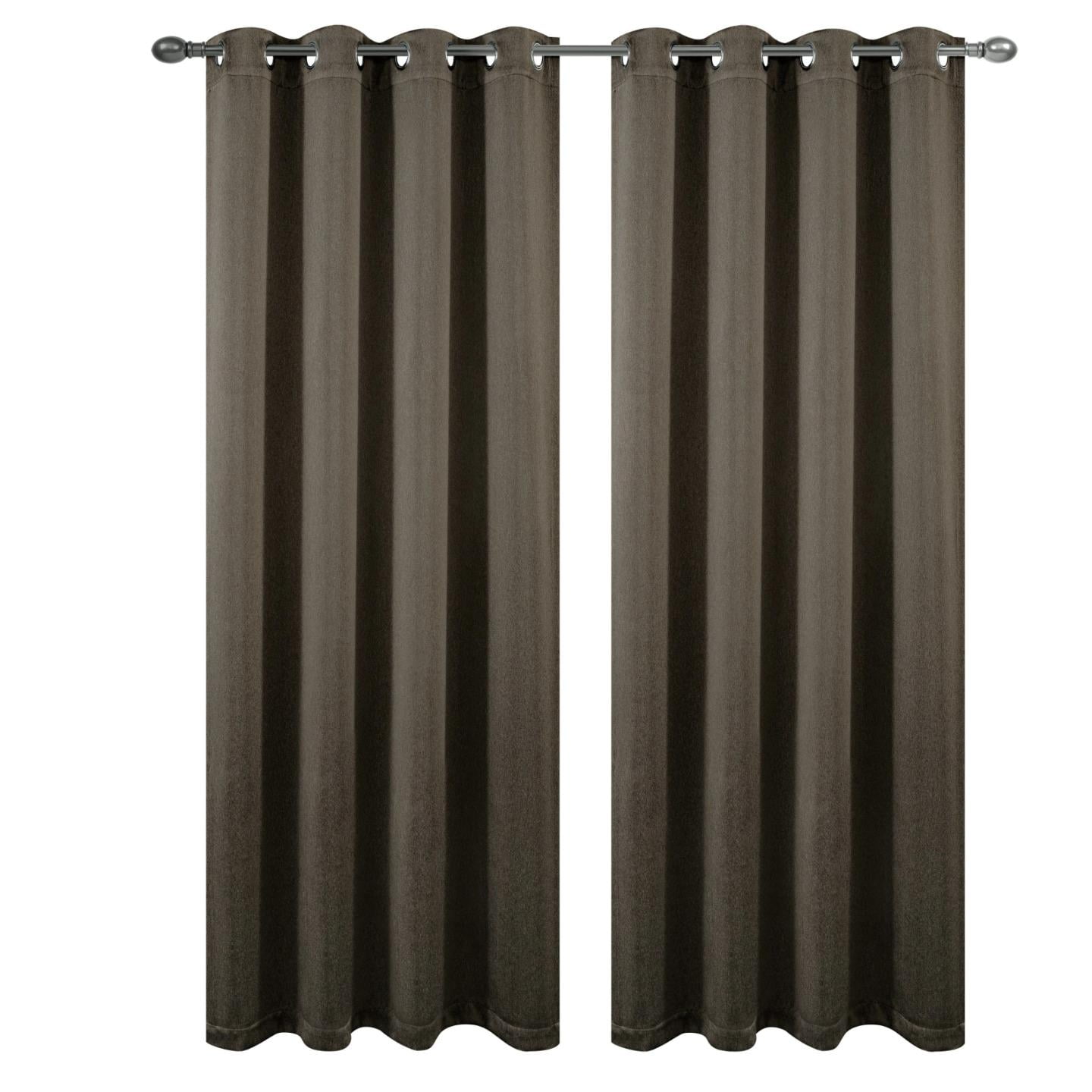 Luxe Weavers Pair of Window Panels Dark Taupe 100% Blackout Curtains 108" Length for Bedrooms, Energy Efficient Drapes