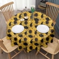 thumbnail image 3 of Yellow Black Sunflower Pattern Round Tablecloth 60"x60",Wrinkle Wipeable Table Cloth for Kitchen Dining Room Picnic Patio Party, 3 of 6