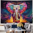 thumbnail image 3 of Tapiz con diseño de elefante psicodélico para colgar en la pared, 150 cm x 130 cm, 3 of 3