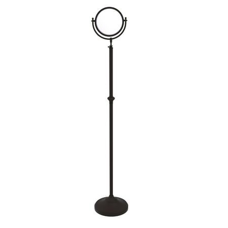 Adjustable Height Floor Standing Make-Up Mirror 8-in Diameter with 5X Magnification in Oil Rubbed Bronze