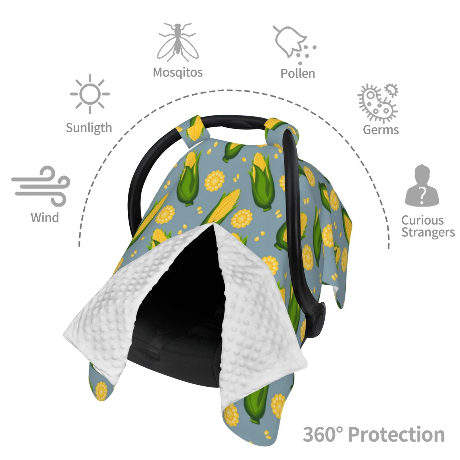 Car Seat Cover Baby - Corn On The Leaves Breathable Infant Car Seat Cover for Baby Carseat, Lightweight Comfort Baby Essentials Must Haves Newborn Stuff for Girl Boy