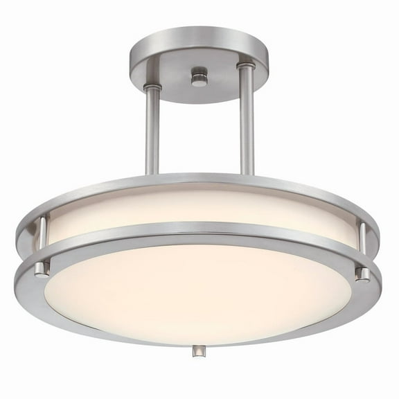 Westinghouse Lighting 6136600 Lauderdale Transitional, 12 Inch 15 Watt LED Indoor Semi Flush Fixture with Color Temperature Selection, Brushed Nickel Finish, Frosted Acrylic Shade