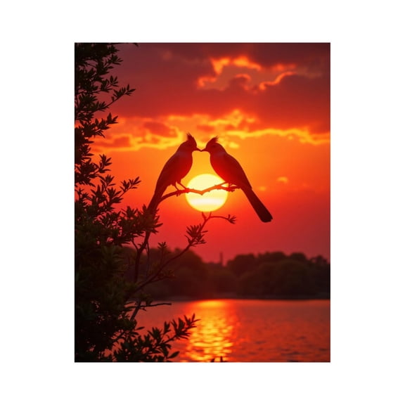 Paint by Numbers Kit for Adults, Birds Sunset Silhouette Romance Paint by Numbers, Easy Paint by Numbers Kit for Adults Beginner, DIY Adult Paint by Number Kits on Canvas, Home Decor