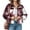 Dark Red(Plaid), variant on Weardear Women's Cropped Casual Jacket Flannel Fall Outwear Jacket Plaid Button Down Coat