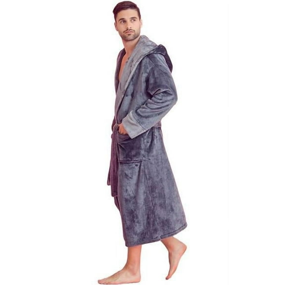 Towelsoft PLH-RB-Men-GRY-L Men Plush Shawl Collar Robe, Unisex - Gray - Large & Extra Large