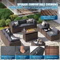 thumbnail image 6 of Sunmthink 11-Piece Outdoor Patio Furniture, Patio Furniture Sets with Fire Pit, Wicker Outdoor Conversation Set and Waterproof Cover, 6 of 9